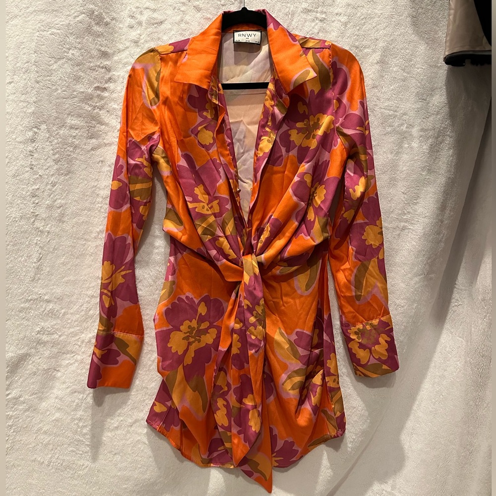 Orange Floral Mini Dress